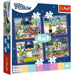 Trefl | Puzzle 4w1 | Dobranoc, Trefliki na noc | Wieczorne rytuały Treflików Trefl