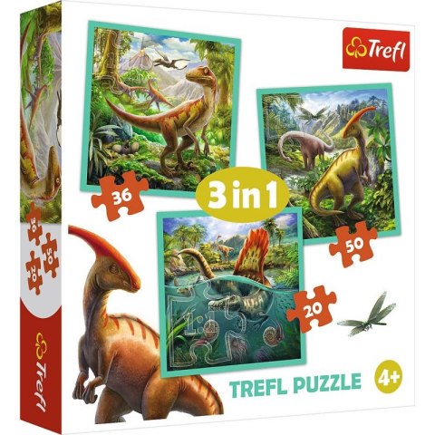 Puzzle 3w1 - Niezwykły świat dinozaurów Trefl