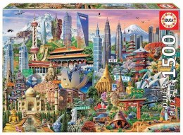 Puzzle 1500 elementów Punkty orientacyjne Azja Educa