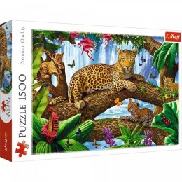 Puzzle 1500 elementów Kot pantera odpoczynek wśród drzew dżungla Trefl