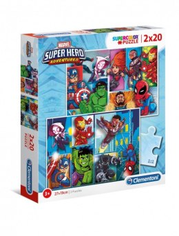 Puzzle 2 x 20 elementów Super Kolor Marvel Superbohaterowie Clementoni