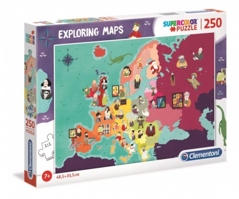 Puzzle 250 elementów Exploring Maps Great People in Europe Clementoni