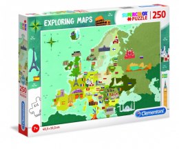 Puzzle 250 elementów Exploring Maps Great Places in Europe Clementoni