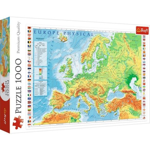 Puzzle 1000 elementów Mapa fizyczna Europy Trefl