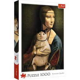 Puzzle 1000 elementów Dama z kotem Trefl