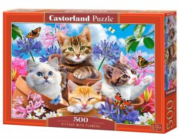 Puzzle 500 elementów Kotki w kwiatach Castor