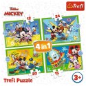 Puzzle 4w1 Mickey Wśród Przyjaciół Trefl