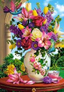 Puzzle 1500 elementów Wazon z kwiatami - Kolibry Castor
