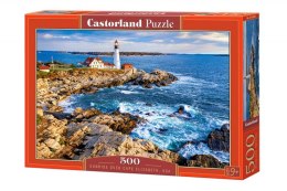 Puzzle 500 elementów Latarnia morska Sunrise over Cape Elizabeth Castor