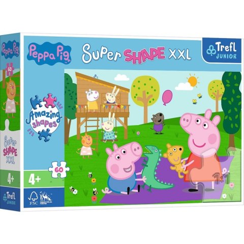 Puzzle 60 elementów XXL Super Shape Zabawy z braciszkiem, Świnka Peppa Trefl