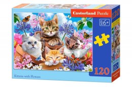 Puzzle 120 elementów Kotki w kwiatkach Castor
