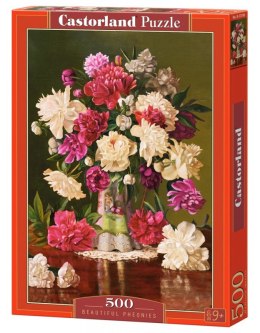 Puzzle 500 elementów Piękne piwonie, wazon, kwiaty Castor