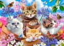 Puzzle 70 elementów Koty w kwiatach Castor