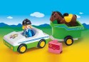 Zestaw z figurkami 1.2.3 70181 Samochód z przyczepa dla konia Playmobil