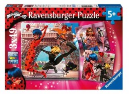 Puzzle 3x49 elementów Miraculum Biedrka i Czarny Kot Ravensburger Polska