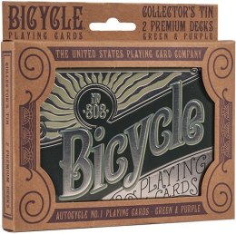 Karty Zestaw upominkowy dwie talie retro w metalowej puszce Bicycle