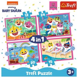 Puzzle 4w1 Rodzina rekinów Baby Shark Trefl