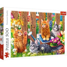 Puzzle 500 elementów - Kotki w ogrodzie Trefl