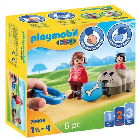 Zestaw z figurkami 1.2.3 70406 Mój piesek na kółkach Playmobil