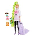 Lalka Barbie Extra Biała tunika Neonowe zielone włosy Mattel