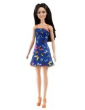 Lalka Barbie Szykowna Brunetka w niebieskiej sukience w motylki Mattel
