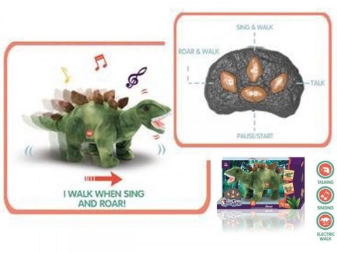 Interaktywna maskotka Dino zielony R/C światło, dźwięk, chodzi Madej