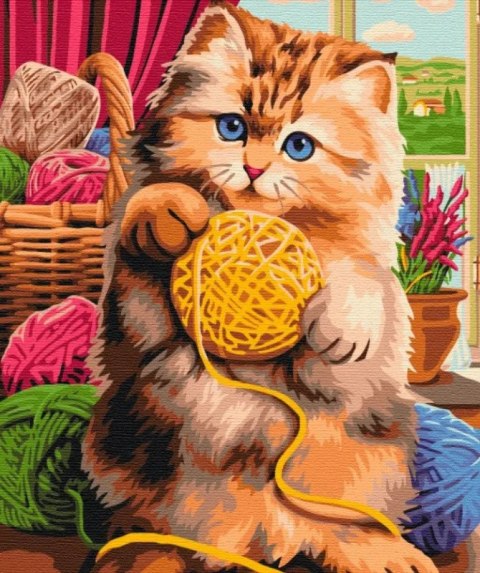 Obraz Malowanie po numerach - Kot z włóczką Symag
