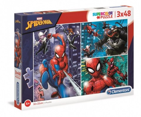 Puzzle 3x48 elementów Super Kolor Spider-Man Clementoni