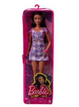 Lalka BARBIE Fashionistas Sukienka fioletowa kratka Mattel