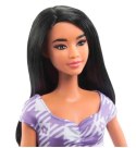 Lalka BARBIE Fashionistas Sukienka fioletowa kratka Mattel