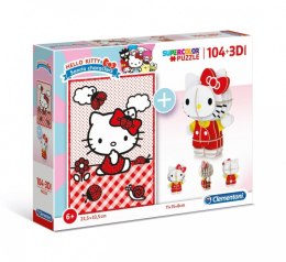 Puzzle 104 elementy + Model 3D Hello Kitty Clementoni