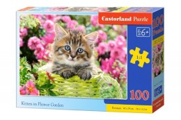 Puzzle 100 elementów - Kociak w kwiatowym ogrodzie Castor