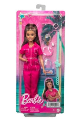 Lalka brunetka w różowym kombinezonie Mattel