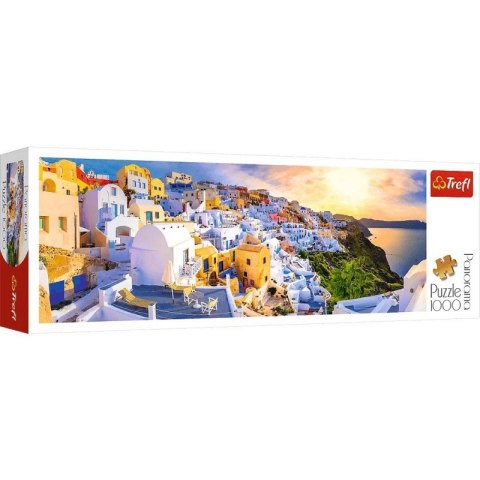 Puzzle 1000 elementów Panorama Zachód słońca na Santorini, Grecja Trefl