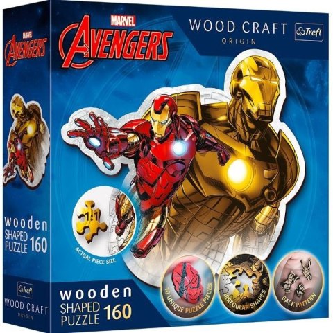 Puzzle 160 elementów Puzzle drewniane konturowe Odważny Iron Man Trefl