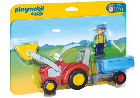 Zestaw z figurkami 1.2.3 6964 Traktor z przyczepą Playmobil