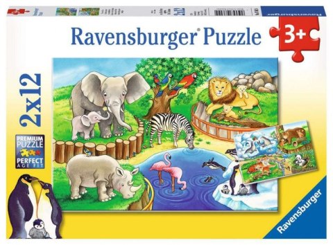 Puzzle 2x12 elementów Zwierzęta w zoo Ravensburger Polska