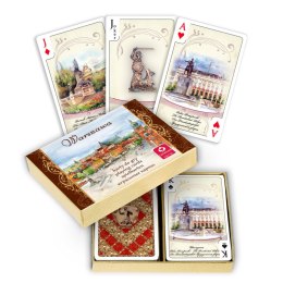Cartamundi: Karty do gry 2x55 kart - Warszawa akwarele, komplet brydżowy
