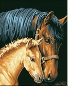 Diamentowa mozaika - Koń ze źrebakiem