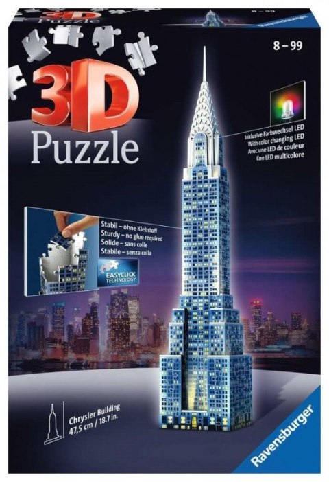 Puzzle 3D Budynki Nocą Wieżowiec Chrystler