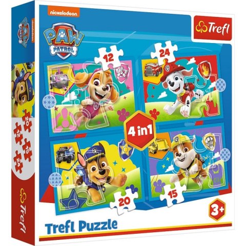 Puzzle 4w1 Biegnące pieski Psi Patrol (Paw Patrol)