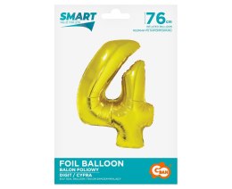 Godan - Balon foliowy Smart, Cyfra 4, złota, 76 cm AA