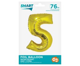 Godan - Balon foliowy Smart, Cyfra 5, złota, 76 cm AA