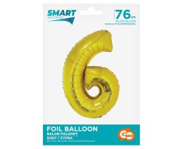 Godan - Balon foliowy Smart, Cyfra 6, złota, 76 cm AA