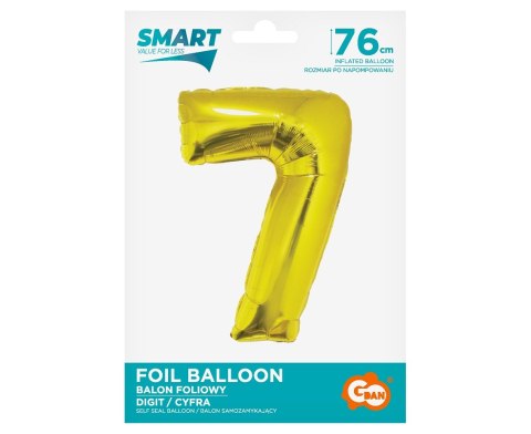 Godan - Balon foliowy Smart, Cyfra 7, złota, 76 cm AA