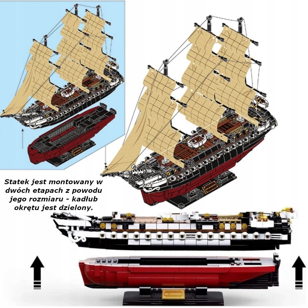 KLOCKI SLUBAN MODELBRICKS ŻAGLOWIEC STATEK PIRACKI FREGATA 1118 EL. B0836 Wiek dziecka 6 lat +